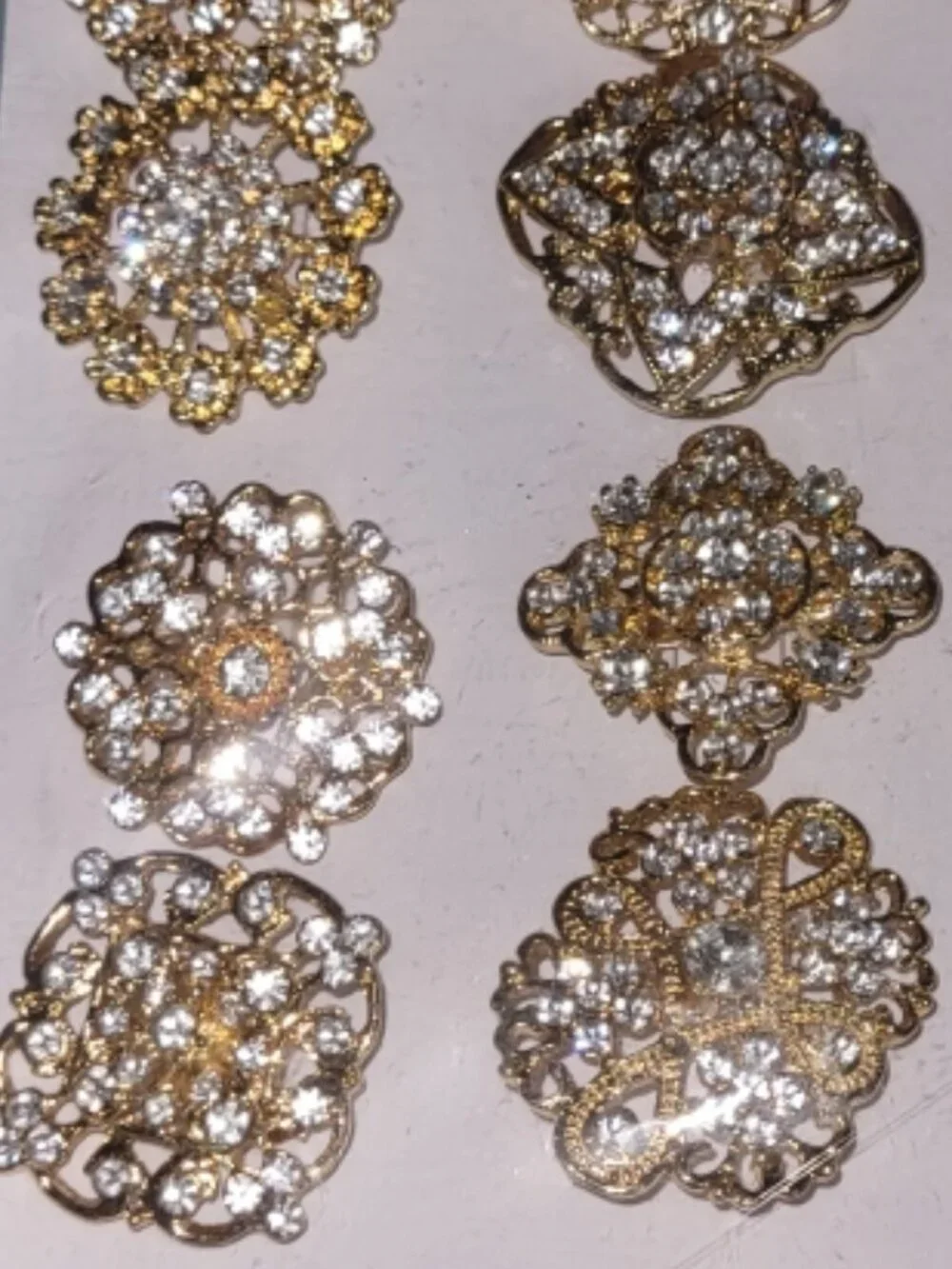12pc Small Size Rhinestone Crystal Flower Brooches Pins Set